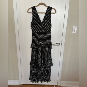 Lulu's Black and Cream Polka Dot Patterned Tiered Maxi Dress